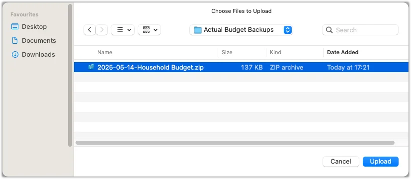 Click on the import file link